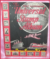Image for Universal Stamp/Stamps Album Book - Stunning Mid-Century Transportatiana (Airplane/Ship/Train) Cover Graphics Vintage 1948 (UNUSED) <b><span style='color:red'>*****FIRST CLASS SHIPPING INCLUDED – DOMESTIC ORDERS ONLY!*****</span></b><span style='color:purple'>